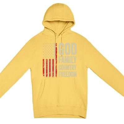 God Family Country Freedom Gift Patriotic Usa Flag Gift Premium Pullover Hoodie