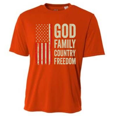 God Family Country Freedom Gift Patriotic Usa Flag Gift Cooling Performance Crew T-Shirt