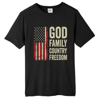 God Family Country Freedom Gift Patriotic Usa Flag Gift Tall Fusion ChromaSoft Performance T-Shirt