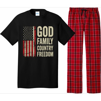 God Family Country Freedom Gift Patriotic Usa Flag Gift Pajama Set