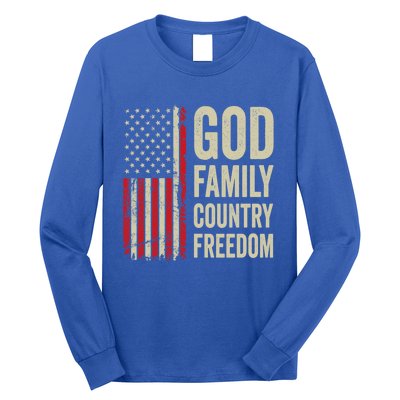 God Family Country Freedom Gift Patriotic Usa Flag Gift Long Sleeve Shirt