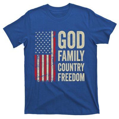 God Family Country Freedom Gift Patriotic Usa Flag Gift T-Shirt