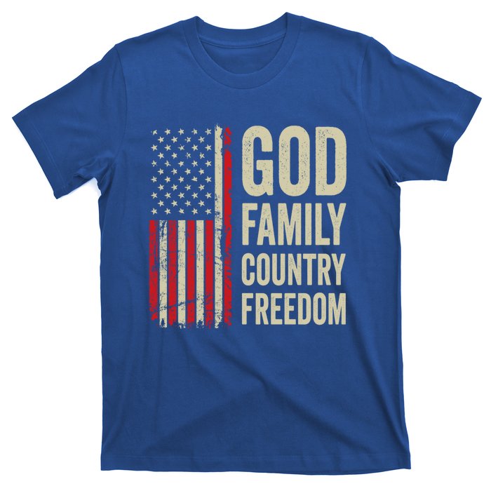 God Family Country Freedom Gift Patriotic Usa Flag Gift T-Shirt