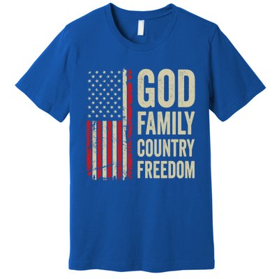 God Family Country Freedom Gift Patriotic Usa Flag Gift Premium T-Shirt