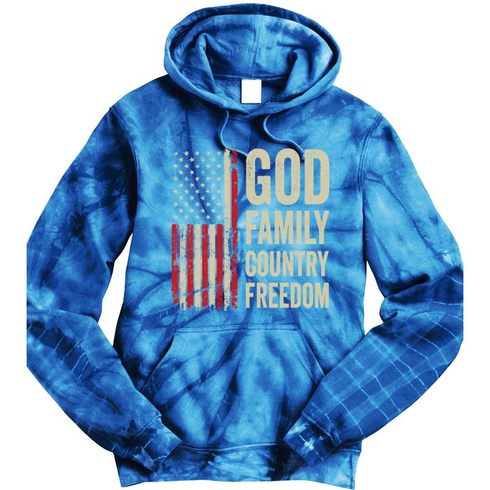 God Family Country Freedom Gift Patriotic Usa Flag Gift Tie Dye Hoodie