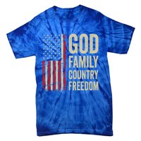 God Family Country Freedom Gift Patriotic Usa Flag Gift Tie-Dye T-Shirt