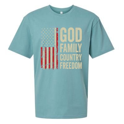 God Family Country Freedom Gift Patriotic Usa Flag Gift Sueded Cloud Jersey T-Shirt