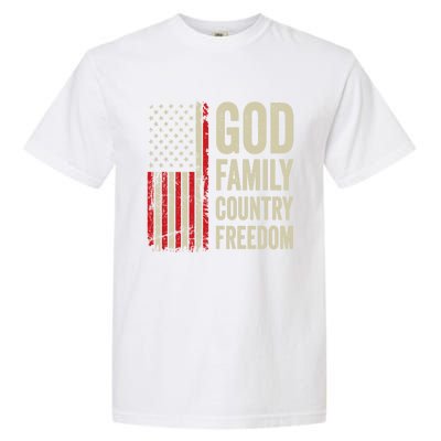 God Family Country Freedom Gift Patriotic Usa Flag Gift Garment-Dyed Heavyweight T-Shirt