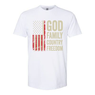 God Family Country Freedom Gift Patriotic Usa Flag Gift Softstyle CVC T-Shirt