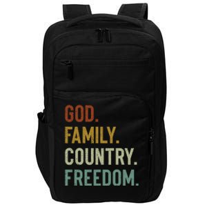 God Family Country Freedom Retro Patriotic Christian Values Gift Impact Tech Backpack