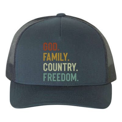 God Family Country Freedom Retro Patriotic Christian Values Gift Yupoong Adult 5-Panel Trucker Hat