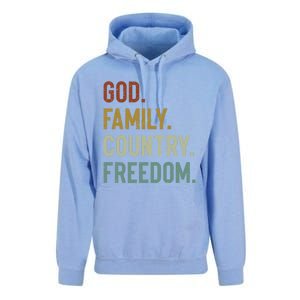 God Family Country Freedom Retro Patriotic Christian Values Gift Unisex Surf Hoodie