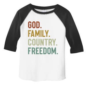 God Family Country Freedom Retro Patriotic Christian Values Gift Toddler Fine Jersey T-Shirt