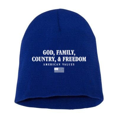 God Family Country And Freedom Gift Short Acrylic Beanie