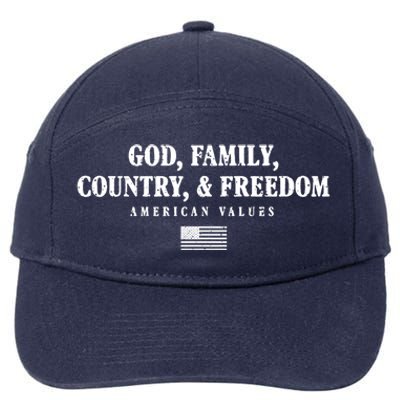 God Family Country And Freedom Gift 7-Panel Snapback Hat