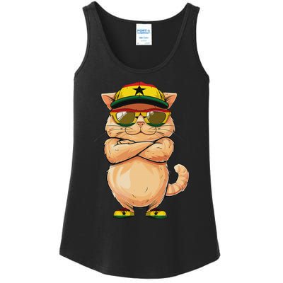 Ghanaian Flag Cat Mom Souvenirs Products Kitten Ghana Ladies Essential Tank