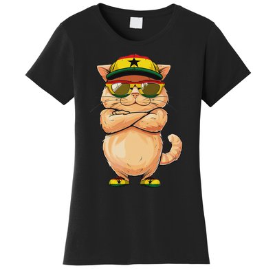 Ghanaian Flag Cat Mom Souvenirs Products Kitten Ghana Women's T-Shirt