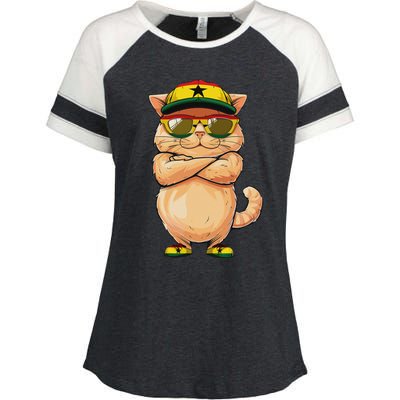 Ghanaian Flag Cat Mom Souvenirs Products Kitten Ghana Enza Ladies Jersey Colorblock Tee