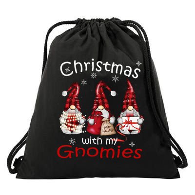 Gnome Family Christmas Buffalo Plaid Drawstring Bag