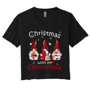 Gnome Family Christmas Buffalo Plaid Women's Crop Top Tee