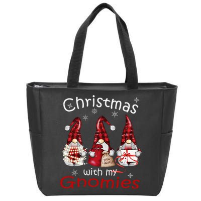 Gnome Family Christmas Buffalo Plaid Zip Tote Bag