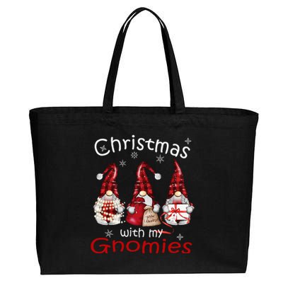 Gnome Family Christmas Buffalo Plaid Cotton Canvas Jumbo Tote