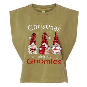 Gnome Family Christmas Buffalo Plaid Garment-Dyed Women's Muscle Tee