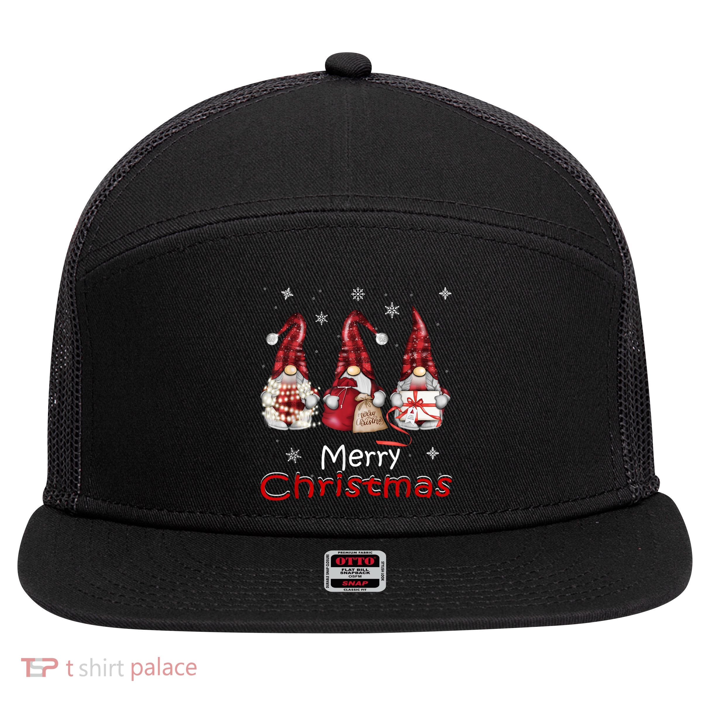 Gnome Family Christmas For Women Buffalo Plaid 7 Panel Mesh Trucker Snapback Hat