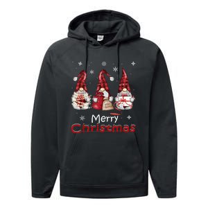 Gnome Family Christmas For Women Buffalo Plaid Performance Fleece Hoodie