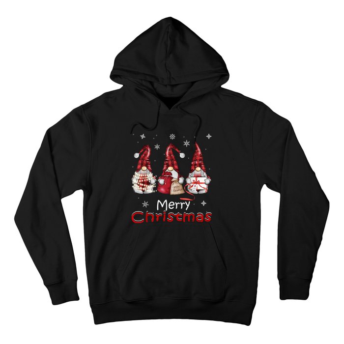 Gnome Family Christmas For Women Buffalo Plaid Hoodie