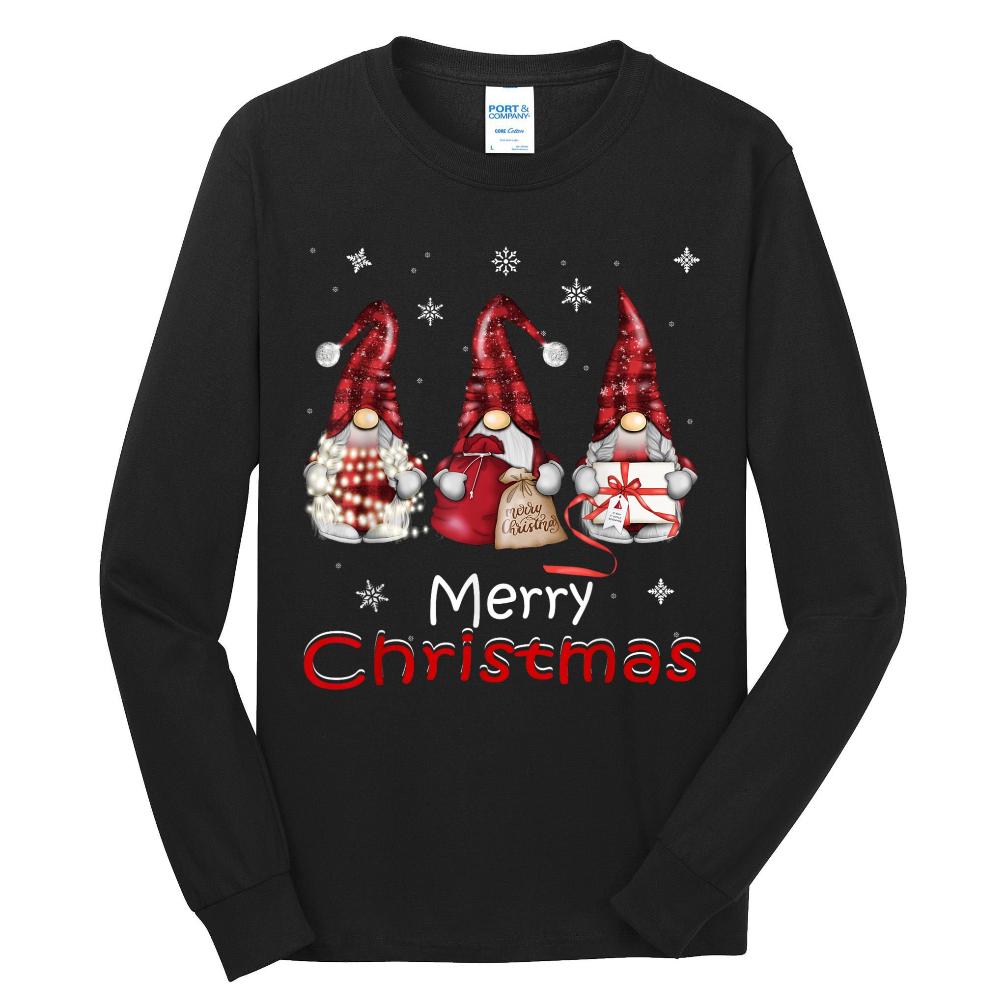 Gnome Family Christmas For Women Buffalo Plaid Tall Long Sleeve T-Shirt