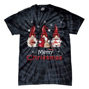 Gnome Family Christmas For Women Buffalo Plaid Tie-Dye T-Shirt