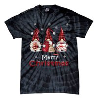 Gnome Family Christmas For Women Buffalo Plaid Tie-Dye T-Shirt