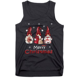 Gnome Family Christmas For Women Buffalo Plaid Tank Top