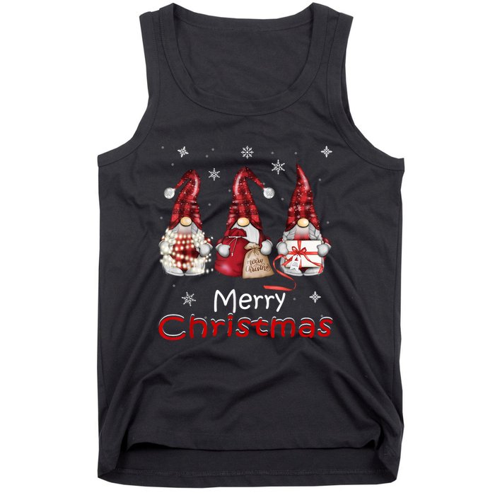 Gnome Family Christmas For Women Buffalo Plaid Tank Top