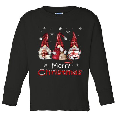 Gnome Family Christmas For Women Buffalo Plaid Toddler Long Sleeve Shirt