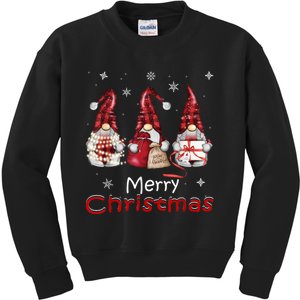 Gnome Family Christmas For Women Buffalo Plaid Kids Sweatshirt