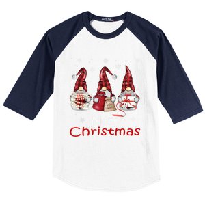 Gnome Family Christmas For Women Buffalo Plaid Baseball Sleeve Shirt