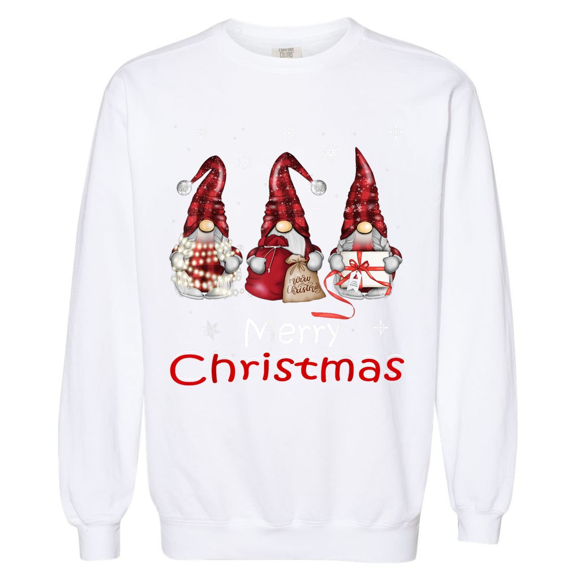 Gnome Family Christmas For Women Buffalo Plaid Garment-Dyed Sweatshirt