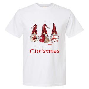 Gnome Family Christmas For Women Buffalo Plaid Garment-Dyed Heavyweight T-Shirt