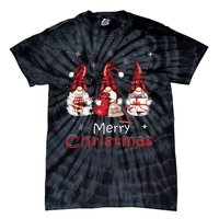 Gnome Family Christmas Shirts For Women Buffalo Plaid Tie-Dye T-Shirt