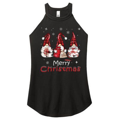 Gnome Family Christmas Shirts For Women Buffalo Plaid Women’s Perfect Tri Rocker Tank