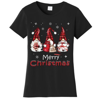 Gnome Family Christmas Shirts For Women Buffalo Plaid Women's T-Shirt