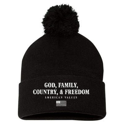 God Family Country & Freedom Pom Pom 12in Knit Beanie