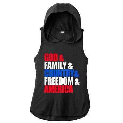 God Family Country Freedom Patriotic Holiday Gift Ladies PosiCharge Tri-Blend Wicking Draft Hoodie Tank