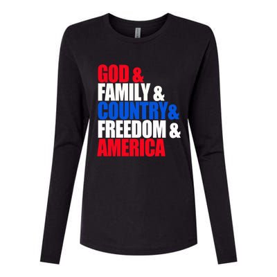 God Family Country Freedom Patriotic Holiday Gift Womens Cotton Relaxed Long Sleeve T-Shirt