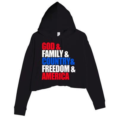 God Family Country Freedom Patriotic Holiday Gift Crop Fleece Hoodie