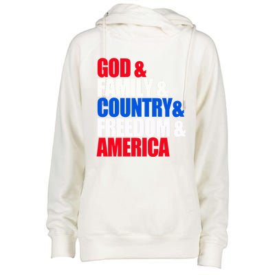 God Family Country Freedom Patriotic Holiday Gift Womens Funnel Neck Pullover Hood