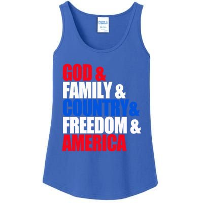 God Family Country Freedom Patriotic Holiday Gift Ladies Essential Tank