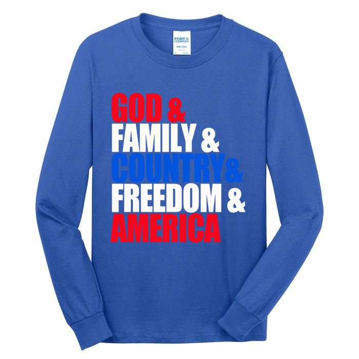 God Family Country Freedom Patriotic Holiday Gift Tall Long Sleeve T-Shirt